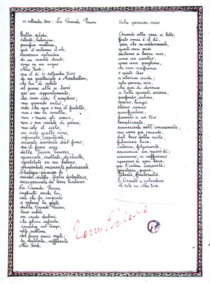 11 Settembre 2001-La grande paura-vola pensier mio - © 2001-2003 archiveart.net